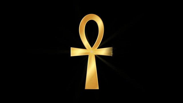 Kemetism Egyptian Ankh Religious symbol Particles Animation, Magical Particle Dust Animation of Religious Egyptian Ankh Sign with Rays.