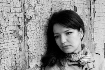 
portrait of a girl near the old door sadness depressed melancholy