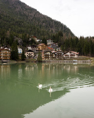 Fototapeta na wymiar Driving around the small towns on the Dolomites, Italy