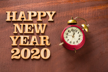 Happy New Year 2020 with clock