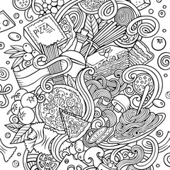 Cartoon vector sketchy doodles Italian Food illustration