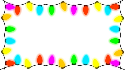 frame of garlands of different colors on a white background