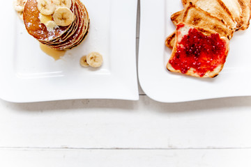 French toast with jam for a breakfast