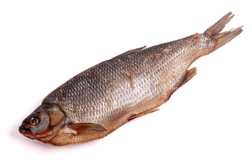 Dry fish isolated on white background.