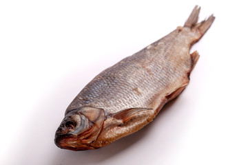 Dry fish isolated on white background.
