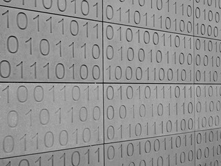 Binary code, zeroes and ones wall background texture