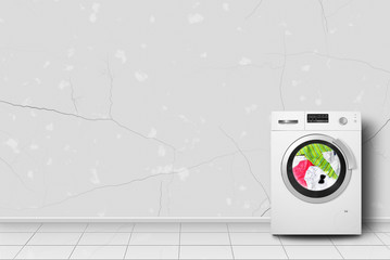 Home appliance - Washing machine washing of linen in home interier