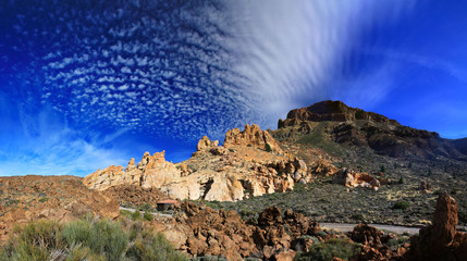 Wonderful clouds over Canada del Capricho rocks in Tenerife, Canary islands, Spain