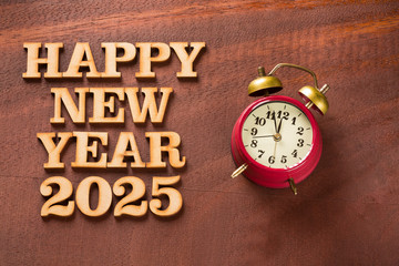 Happy New Year 2025 with clock