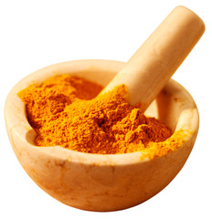 TUMERIC IN PESTLE AND MORTAR CUT OUT