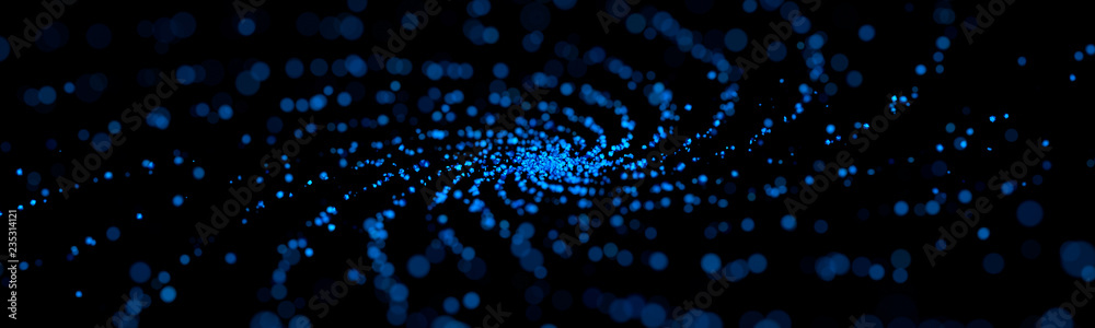 Poster abstract 3d rendering of a space galaxy. futuristic particle structure concept. modern scientific ba