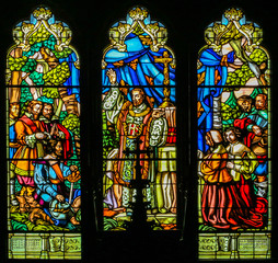 Three Stained Glasses in Canadian Church 