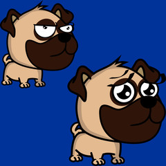cute big head baby pug dog expressions collection set in vector format very easy to edit 