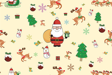 Seamless pattern for the New Year. Vector illustration of Christmas repeating wallpaper.