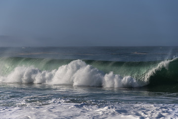 Atlantic ocean coast in morning time next to Nazare, Portugal.