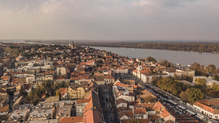 Aerial view of Zemun. It is the district of Belgrade