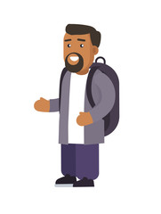 Male Smiling Standing Calmly Vector Illustration