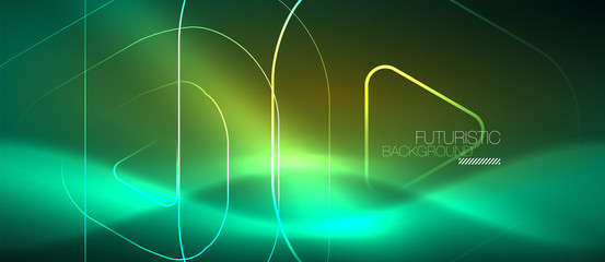 Color shiny neon lights background with abstract lines