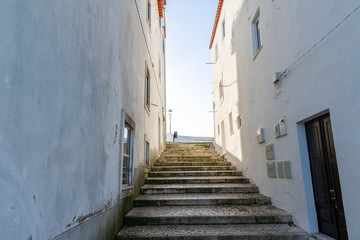 Fototapeta na wymiar Morning in Sitio, upper part of Nazare, Portugal.