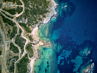 Beautiful beach top aerial view drone shot