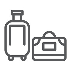 Luggage line icon, travel and baggage, suitcase sign, vector graphics, a linear pattern on a white background.
