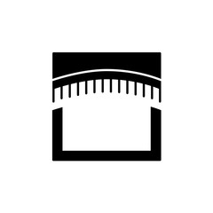 Vector illustration of fabric arched valance with fringe. Flat icon of window pelmet. Isolated object