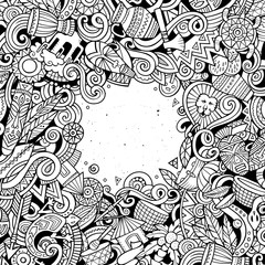 Cartoon cute doodles Africa word. Sketchy illustration