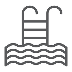 Pool line icon, swim and water, ladder sign, vector graphics, a linear pattern on a white background.