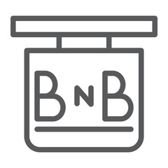 Bed and breakfast line icon, hotel and sleep, signboard sign, vector graphics, a linear pattern on a white background.