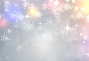 Christmas background with snowflakes, winter vector  illustration