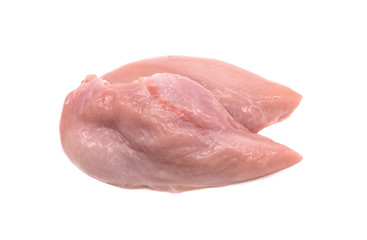 Raw chicken fillet (breast) isolated on white background