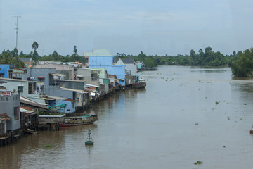swimming village in the mekong in vietnam