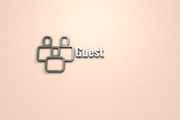 Illustration of Guest with green grey text on light background