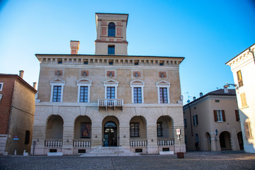Fototapeta na wymiar Hystorical city of Sabbioneta - Italy - Duke palace from central square