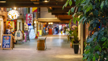 Holiday Shoppers in mall, blurred people, inside, christmas.