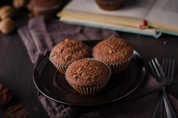 Chocolate muffins photography