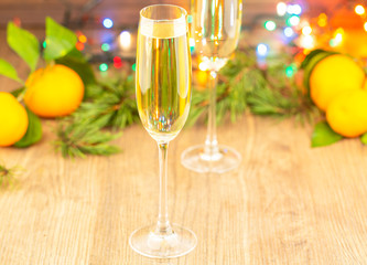 New years eve celebration background with champagne