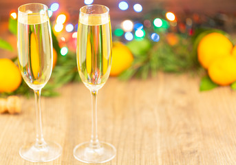 New years eve celebration background with champagne