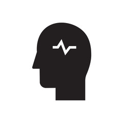 Mind user icon. Head with pulse sign