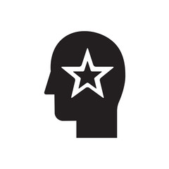 Stars user icon. Head with amazing, fabulous, wonderful idea