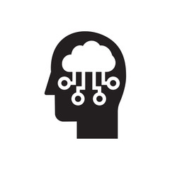 Cloud computing interface icon. Head with connectivity sign