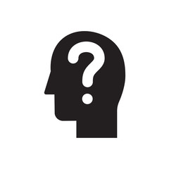 Question user icon. Head with question, doubt sign