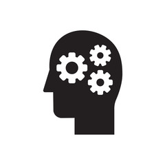 Mind user icon. Head with gears sign