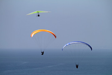 Paragliders off the coast of La Jolla, San Diego, California
