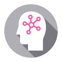 Mind user icon. Head with brain, thought structure sign