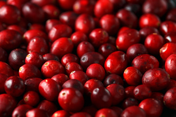 Fresh tasty Cranberry background, texture. close up. selected focus.