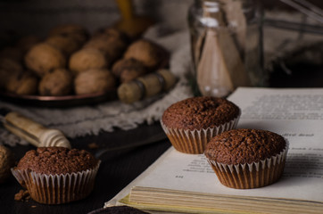 Chocolate muffins photography