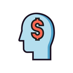 Dollar symbol business icon. Head with money symbol