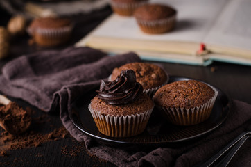 Chocolate muffins photography