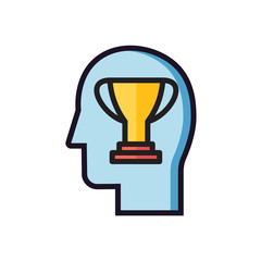 Trophy people icon. Head with success, winner, user head sign